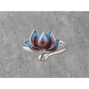 Adjustable Lotus Flower Ring, Boho Jewelry